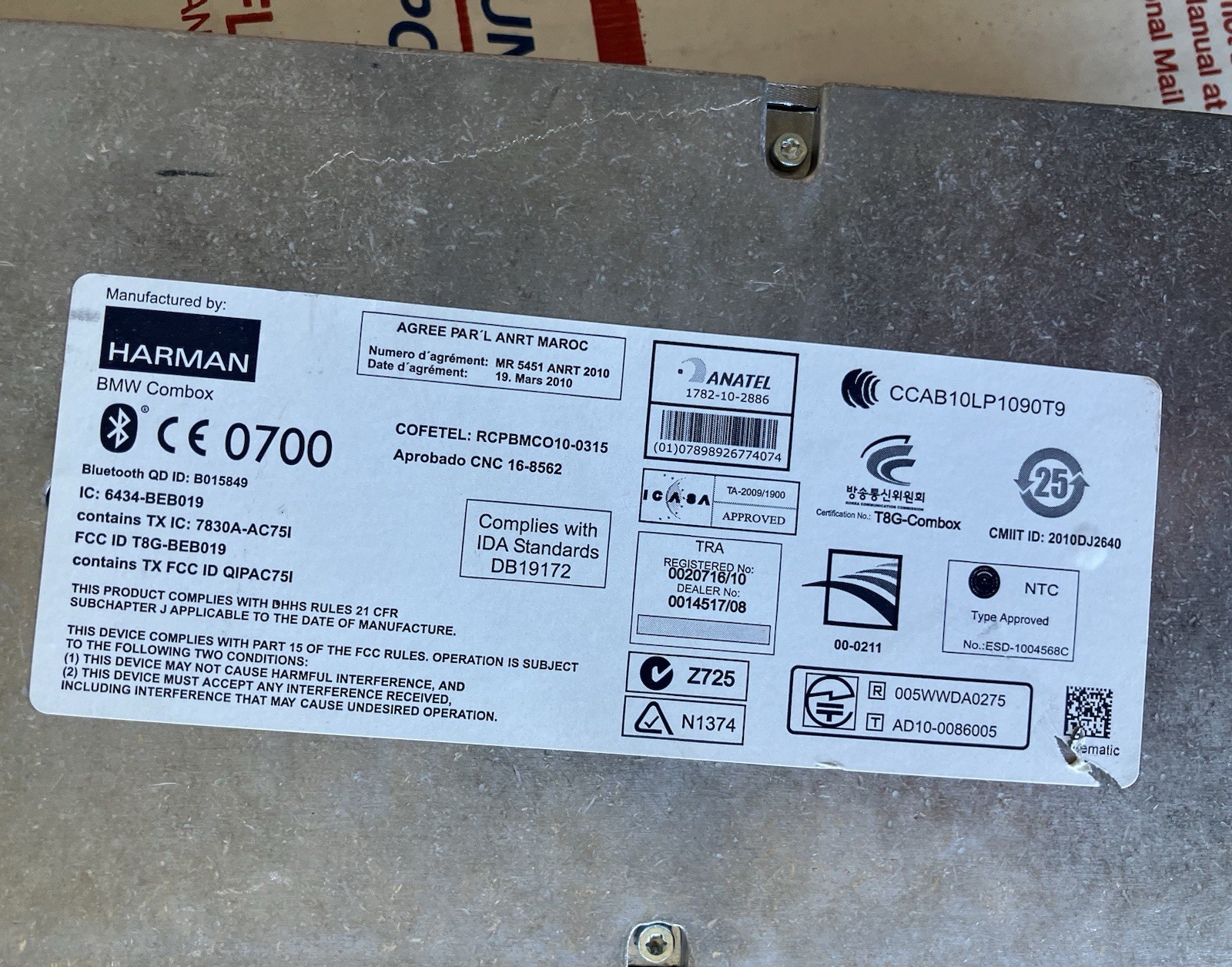 BMW 1 3 5 F01 F10 F20 F21 F25 F30 F31 Bluetooth Combox Telematics Module 9257153
