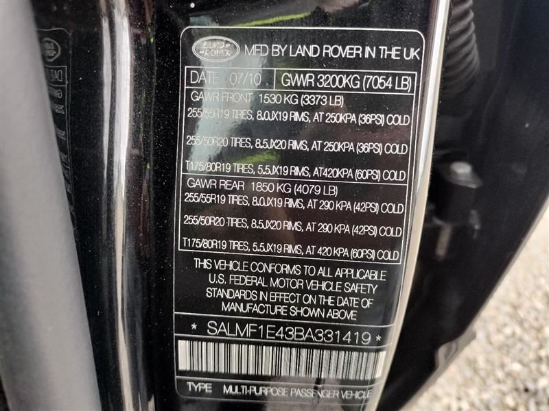 TELEMATICSROLULE OEM 2011 LAND ROVER RANGE ROV 1YR WRNTY