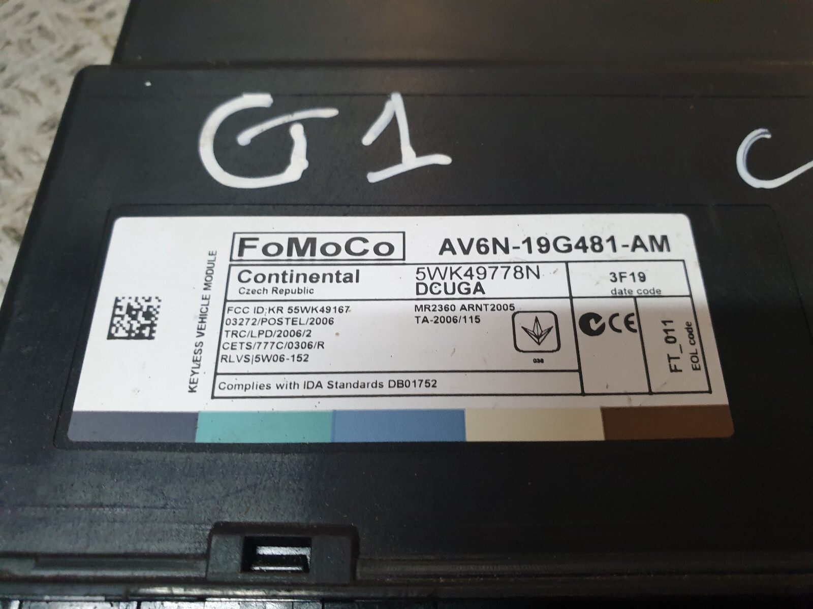 FORD CMAX MK2 2011 – 2015 CENTRAL LOCKING CONTROL MODULE AV6N-19G481-AM