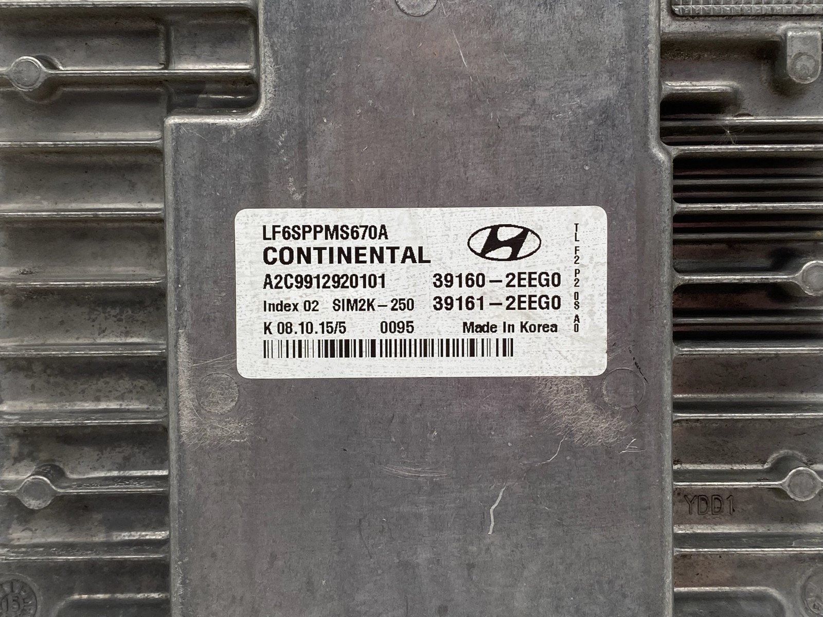 2016 Hyundai Sonata 2.0L Engine Computer Control Module ECU ECM PCM 39161-2EEG0