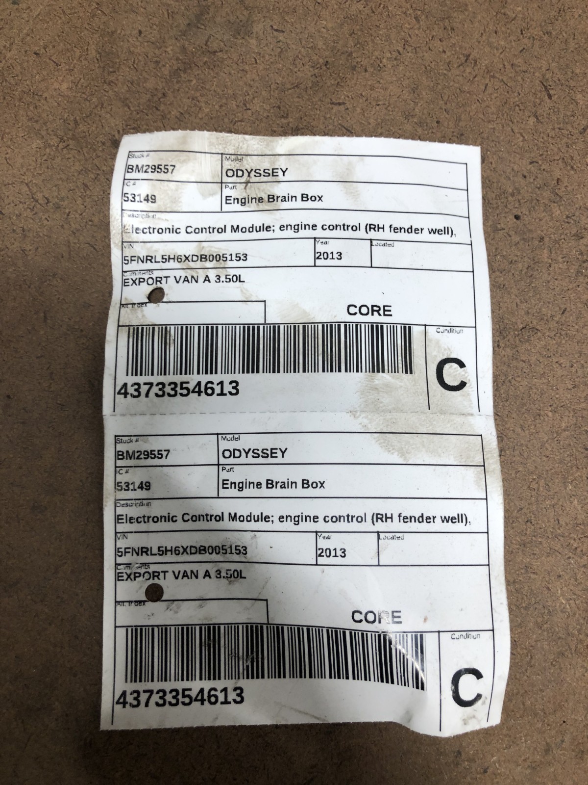 11-13 Honda Odyssey 3.5L Engine Computer Control Module Ecm 37820-RV0-A58