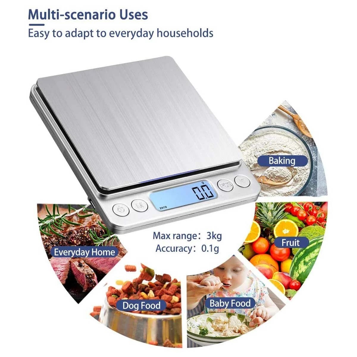 Digital Scale 3000g x 0.1g Jewelry Gold Silver Coin Gram Pocket Size Herb Grain