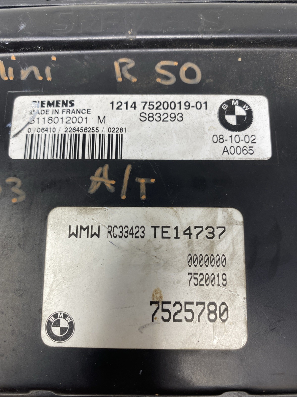 MINI COOPER R50 A/T ENGINE COMPUTER IGNITION KEY ECM ECU DME EWS 12147520019