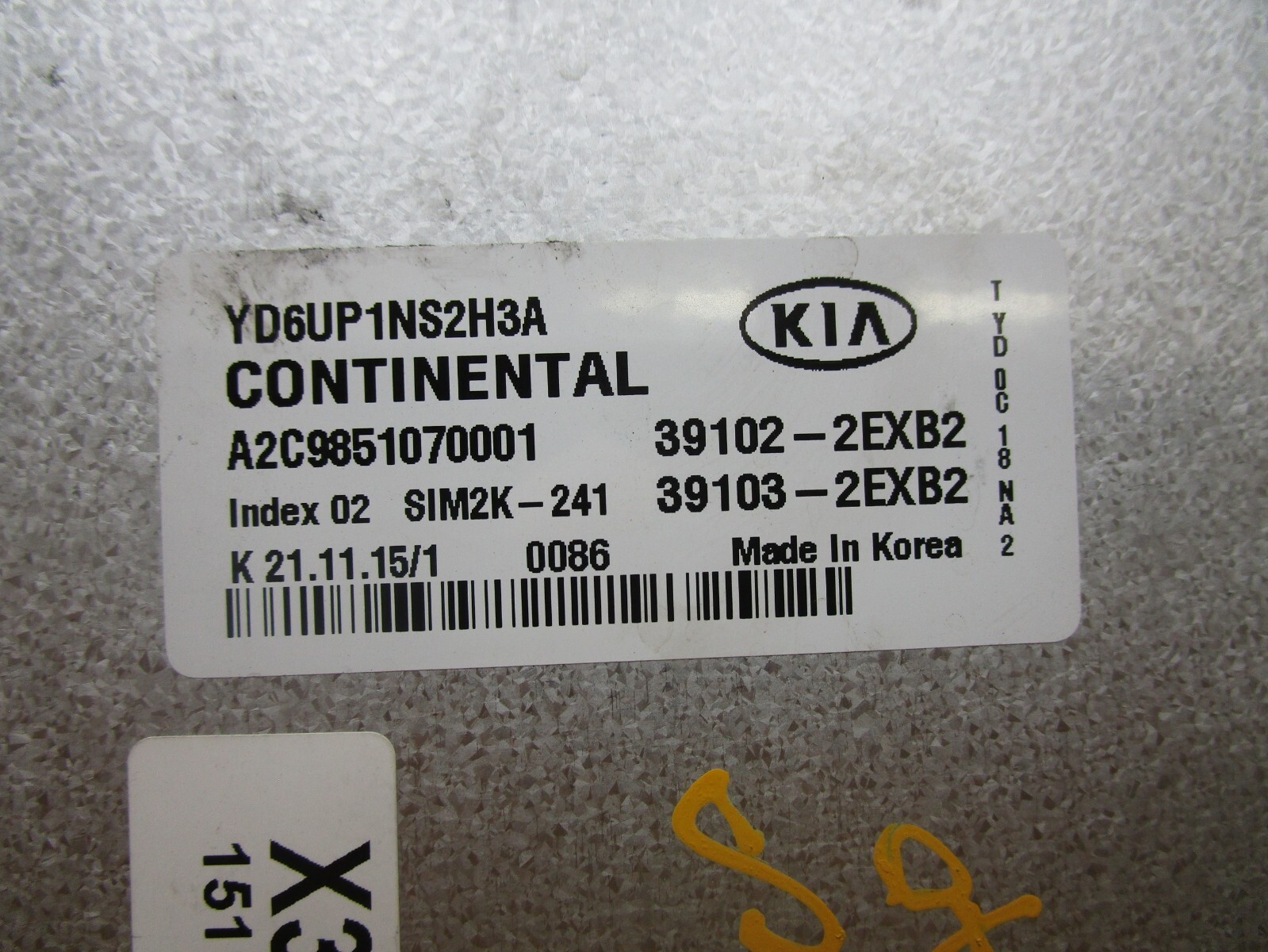 16 2016 Kia Forte Engine Computer Control Module ECM ECU PCM Part# 39103-2EXB2