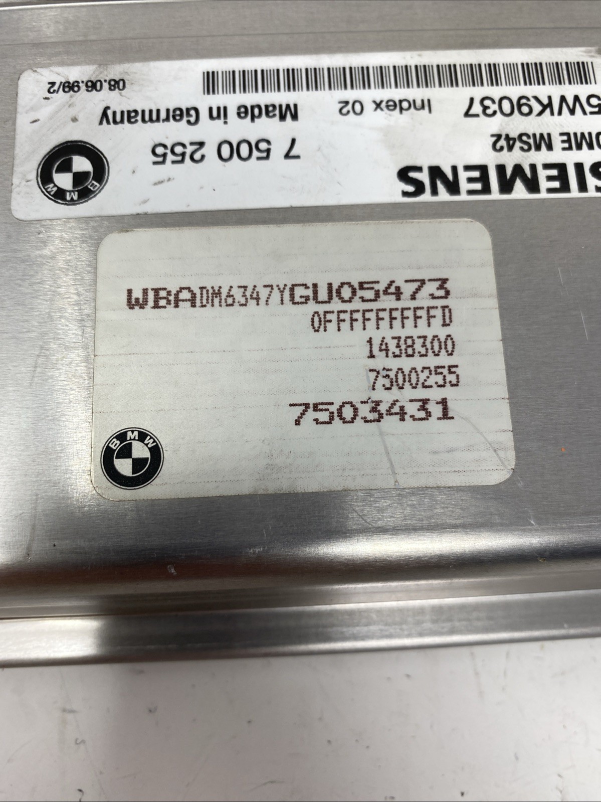 BMW E39 528i M52 AT MS42 ENGINE CONTROL MODULE DME ECU EWS IGNITION KEY 7500255