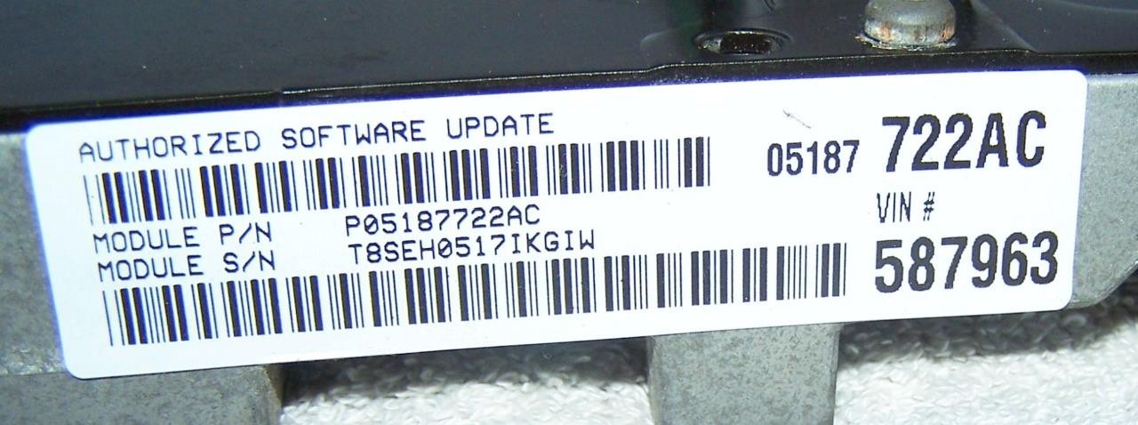 2007 CHRYSLER PT CRUISER 2.4 ENGINE ECM ECU PCM P05187722AC P05187761AA “BONUS”
