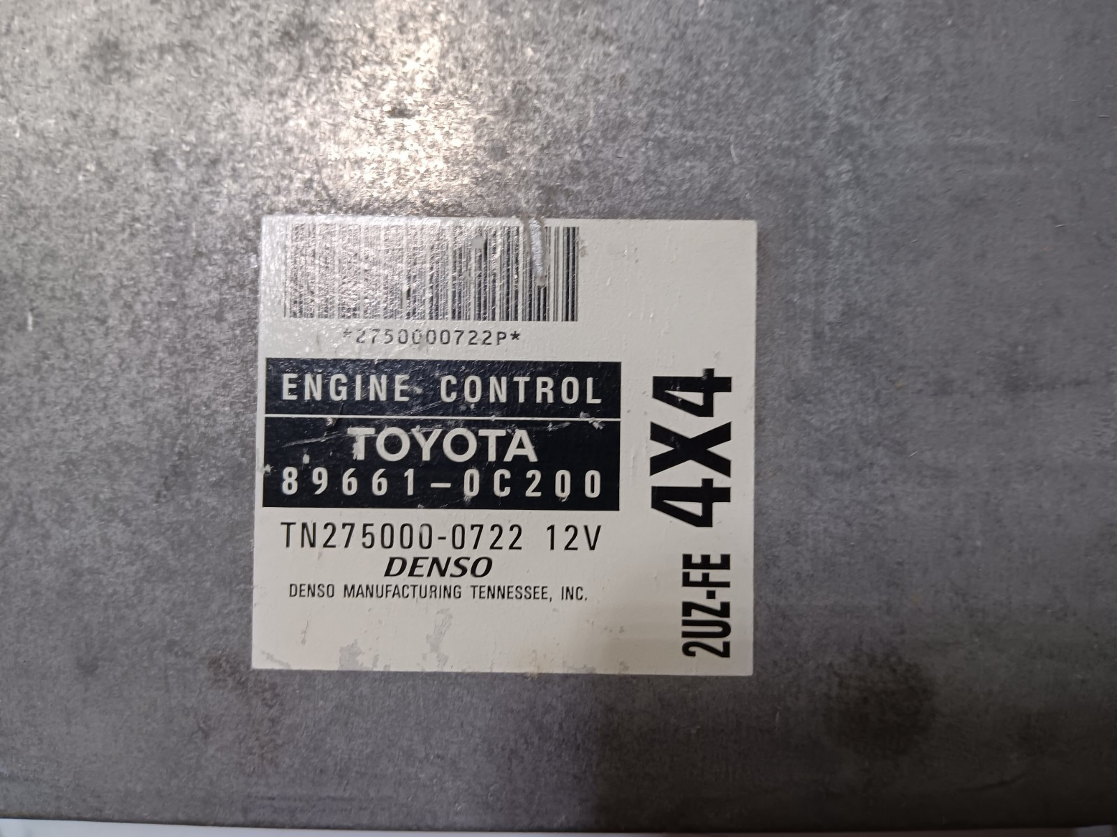 2001 TOYOTA SEQUOIA 4.7L 4×4 ENGINE CONTROL UNIT ECM ECU PCM 89661-0C200 2UZ-FE