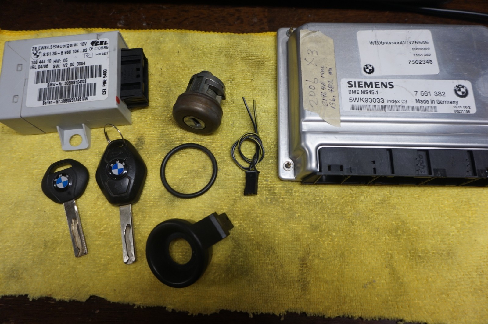 2006 BMW X3 3L MS45.1 ECU ECM DME KIT 7561382 Matching Immobilizer 2 Key
