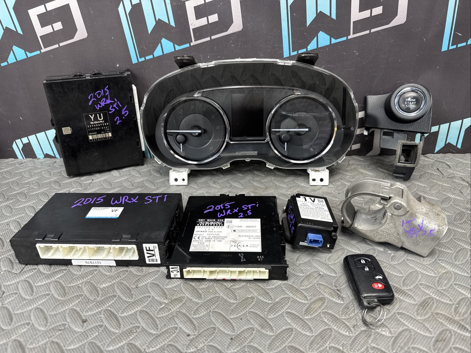 OEM 2015 Subaru WRX STi 2.5L Canada Immobilizer ECU Key Push Start Set Cluster