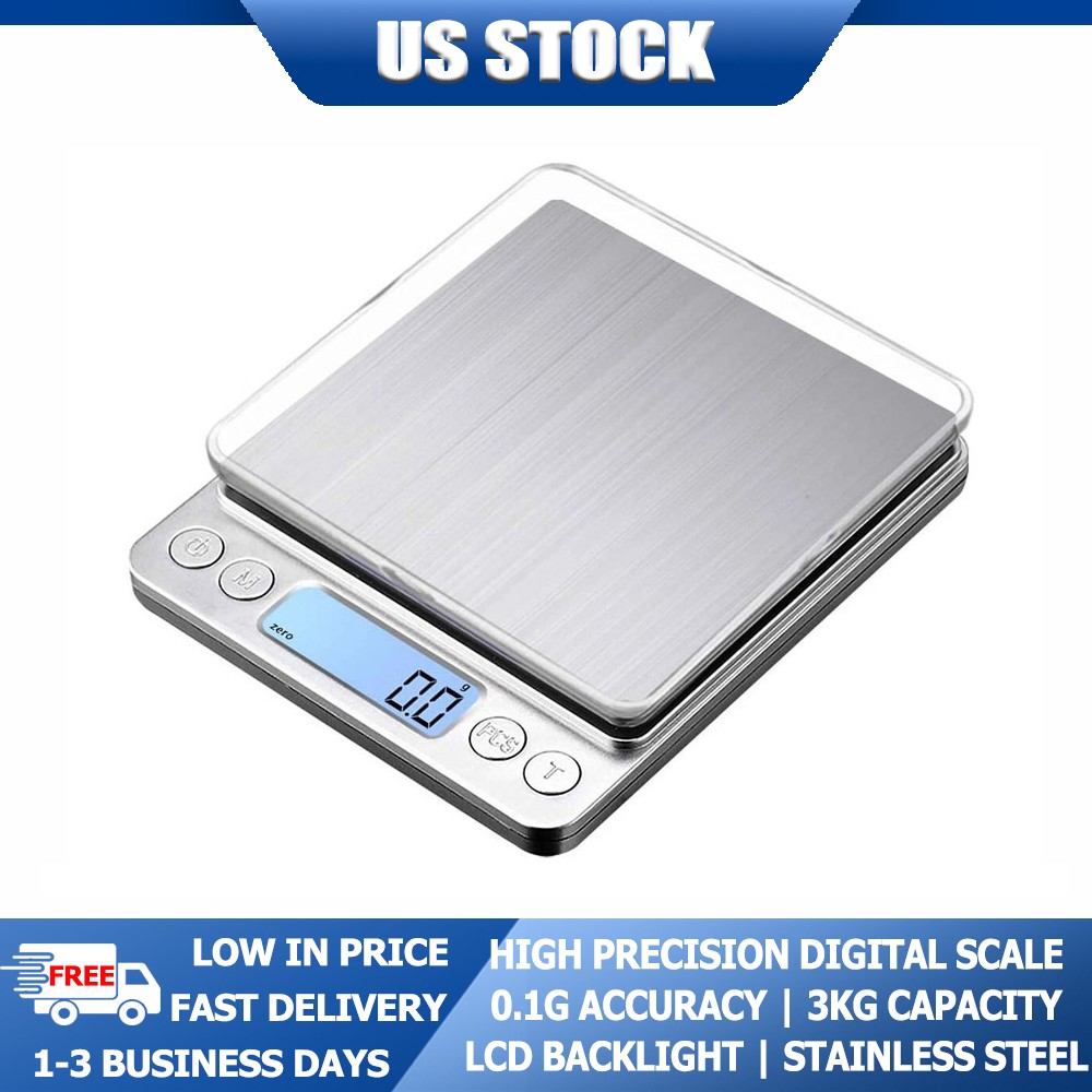3kgx0.1g Digital Pocket Scale Jewelry Gold/Silver Coin Herb/Grain Measurement US