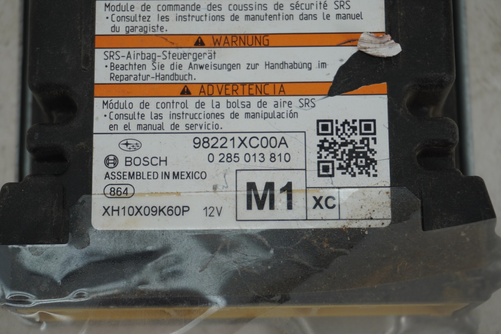 2019 – 2021 Subaru Ascent 98221XC00A SRS module bag unit !!Unknown deployment!!