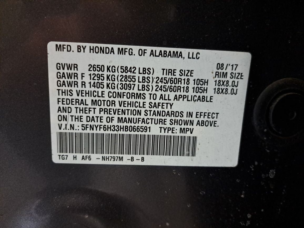 2017 Pilot Engine Computer/Module Ecu/Ecm/Pcm Sku#4383978