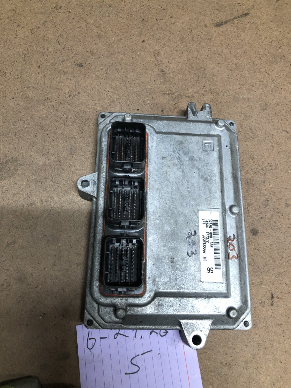 11-13 Honda Odyssey 3.5L Engine Computer Control Module Ecm 37820-RV0-A58