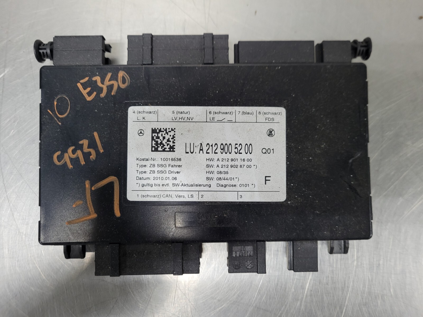 2010-2016 Mercedes-Benz E350 LH Driver Seat Memory Control Module 2129005200 OEM