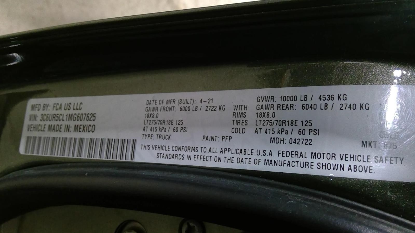 Used Engine Control Module (ECM) fits: 2021 Ram Dodge 2500 pickup Emission Contr