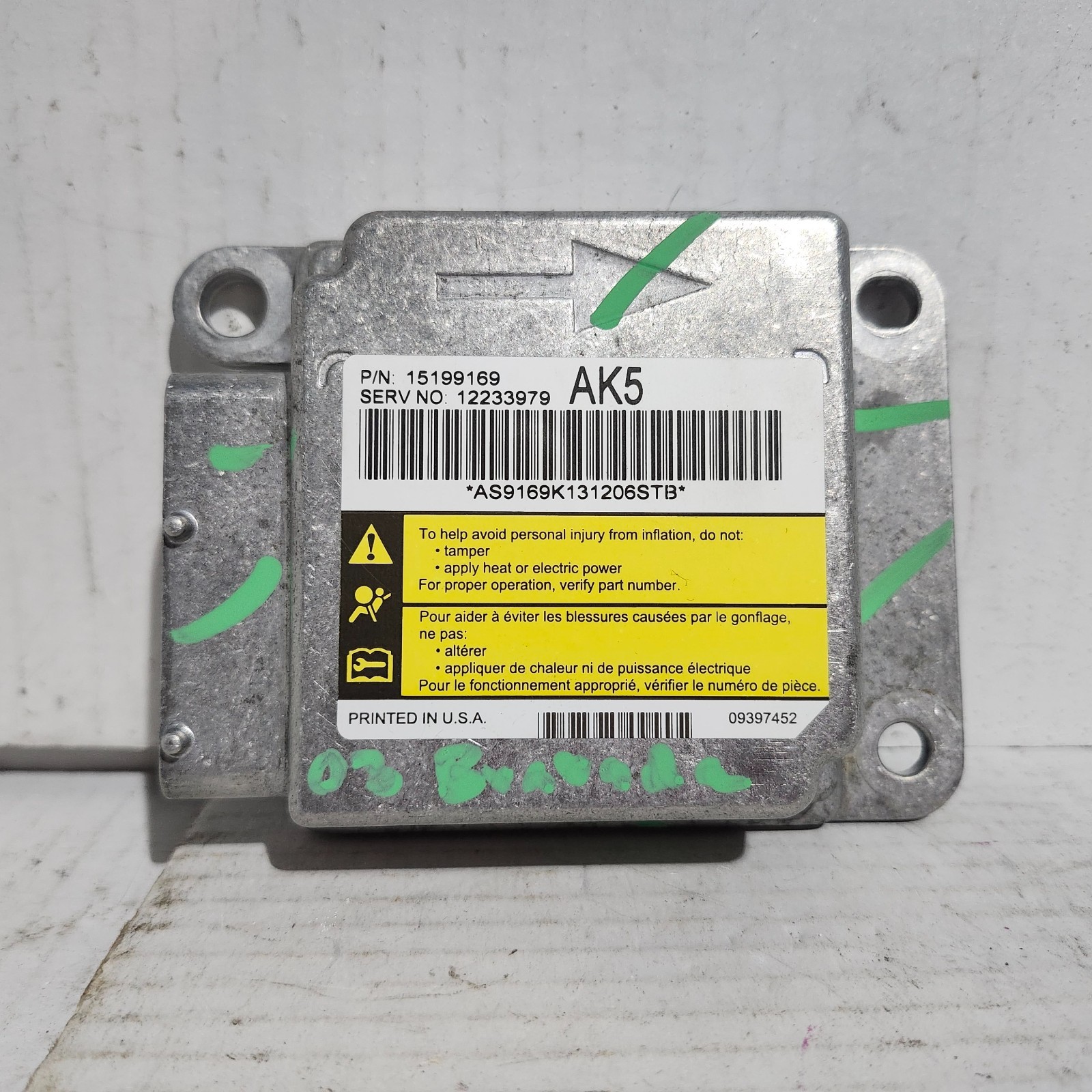💥 03-04 Trailblazer Envoy Bravada SRS Crash Restrain Control Module 15199169
