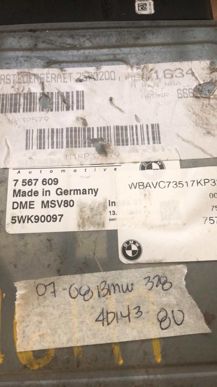 7 567 609 BMW 328i 328 2007-2008 ecm ecu computer