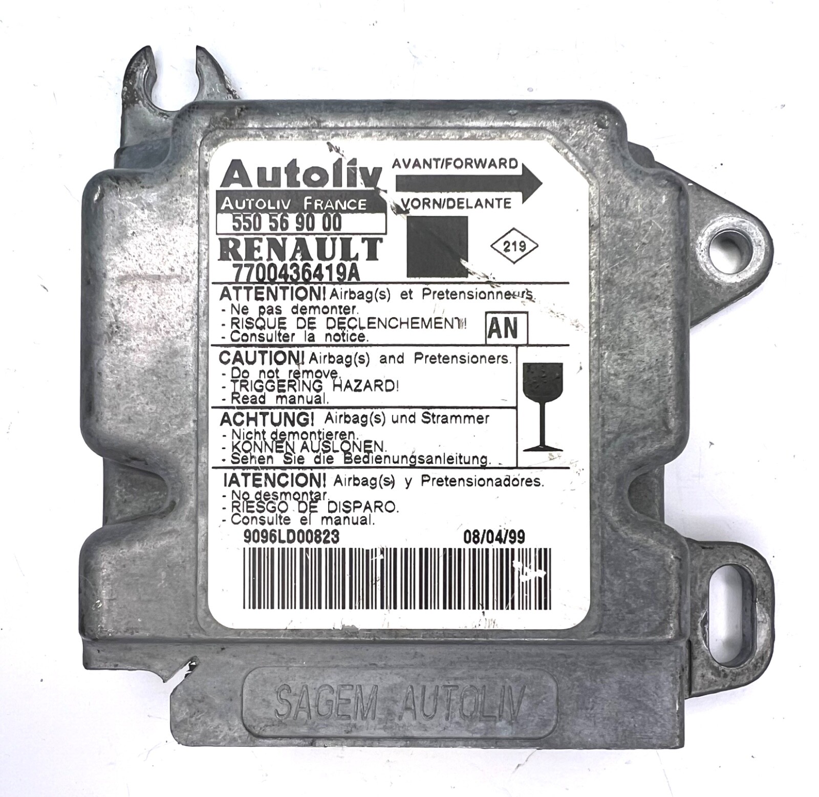RENAULT SRS ECU Control Module Unit 550569000 7700436419A original Autoliv K100