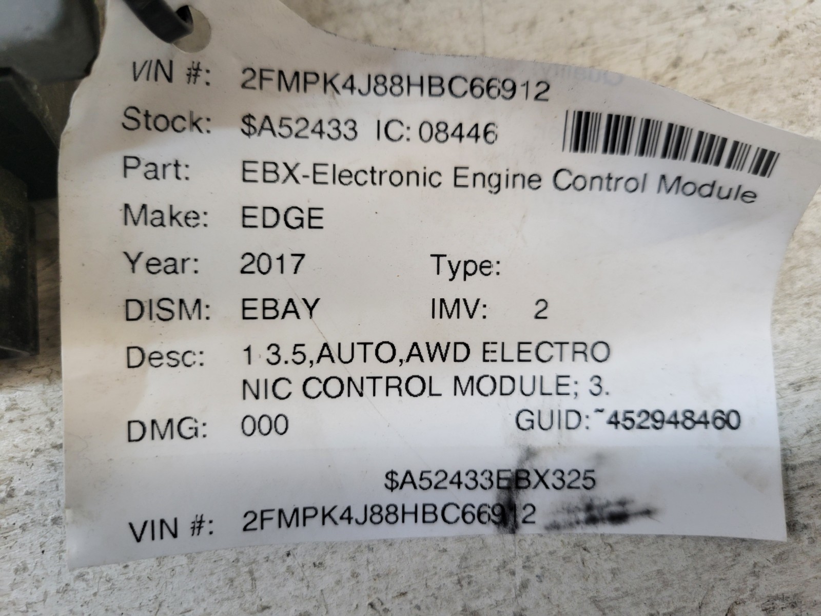 2015-2018 Ford Edge 3.5L Engine Control Module ECU ECM PCM OEM G2GA-12A650-CAA